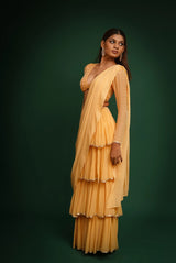 Yellow Hand Embroidered Saree