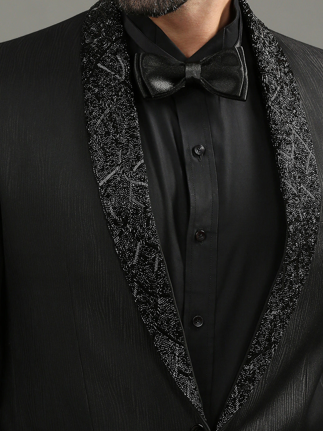 Embroidered Lapel Tuxedo Set