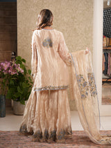 Taraash-Golden Tissue Embroided Sharara Set
