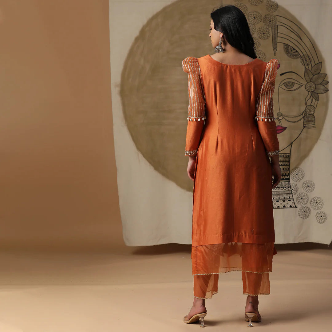 Burnt Orange Palki Suit Set