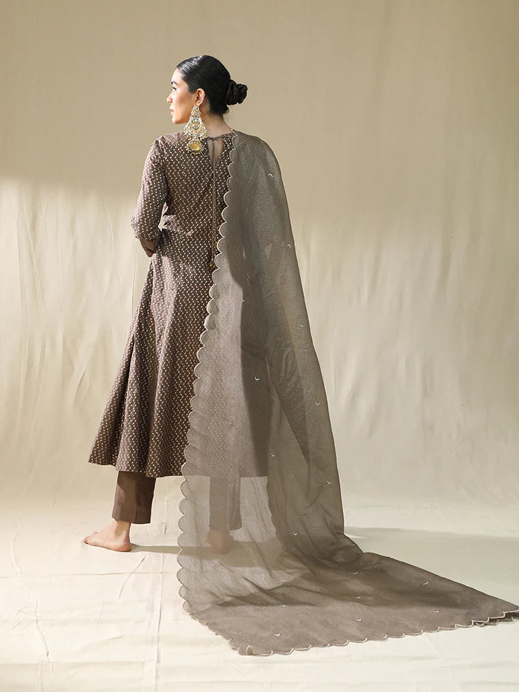 Mocha Self Kastoori Suit Set