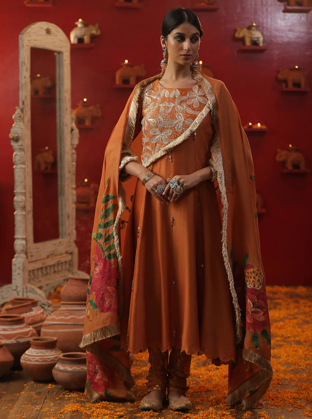 Orange Shringar Raas C York Suit