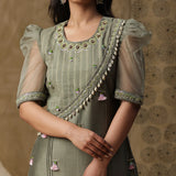 Dusty Green Handpainted Suit Set