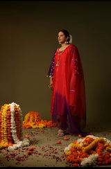 Red Chanderi Silk Kurta Set