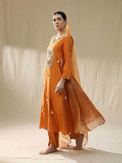 Orange Heart A Line Suit Set