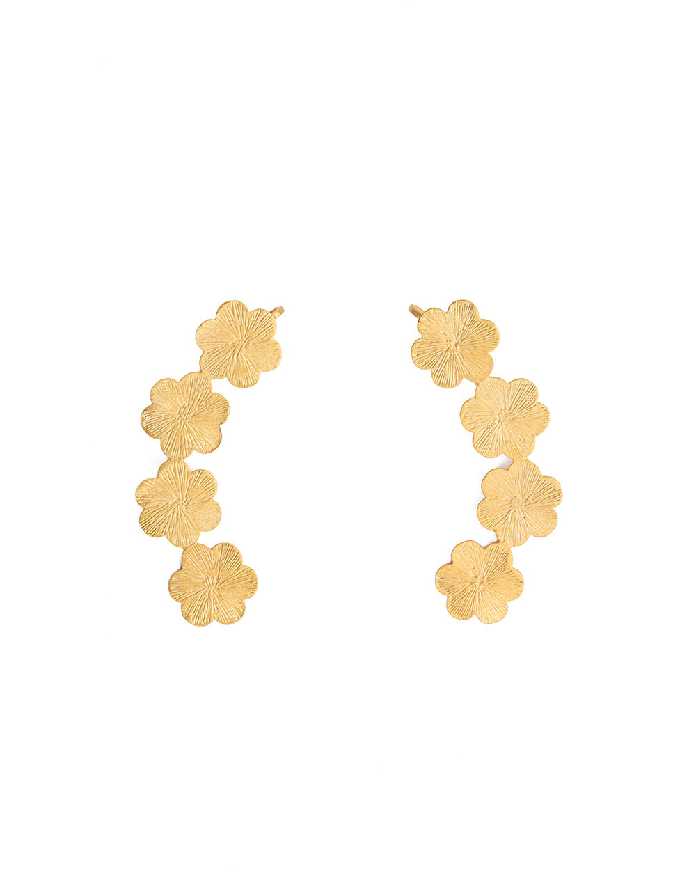 Golden Flower Carved Ear Cuff