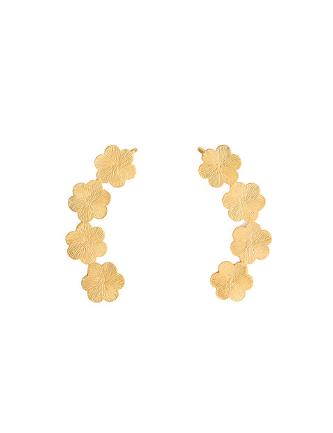 Golden Flower Carved Ear Cuff