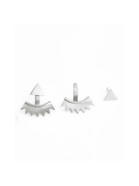 Silver Triangular Jacket Earrings