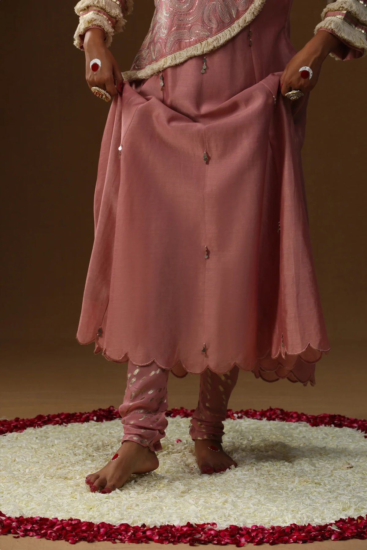 Old Rose Shringaar Ras Handpainted Suit Set