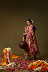 Ram-Janki Dusty Pink Chanderi Suit Set