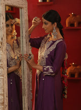 Floral Handpainted Shringar Purple Suit Set