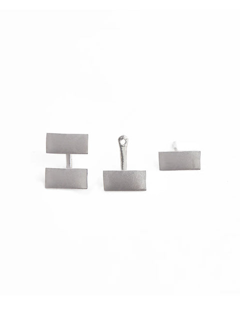 Silver Biscuit Drop Earrings