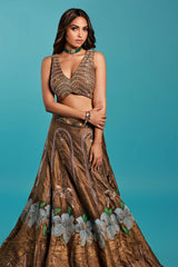 Golden Handpainted Lehnga