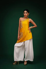 Yellow Hand Embroidered Kurta And Pants