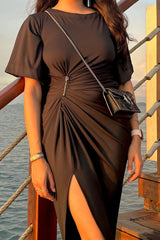 Draped Pin Midi Dress