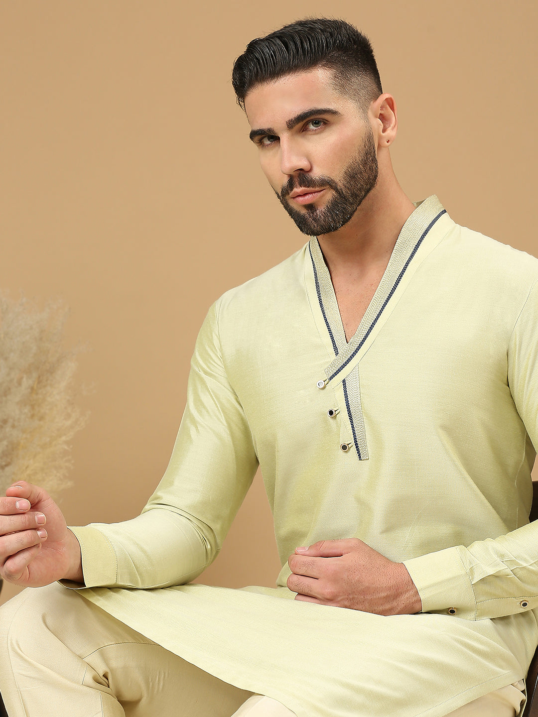 Sage Green Lachi Detail Kurta Set
