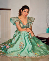 Tarini Bhatia In Sapphire Blue Handpainted Lehenga Set