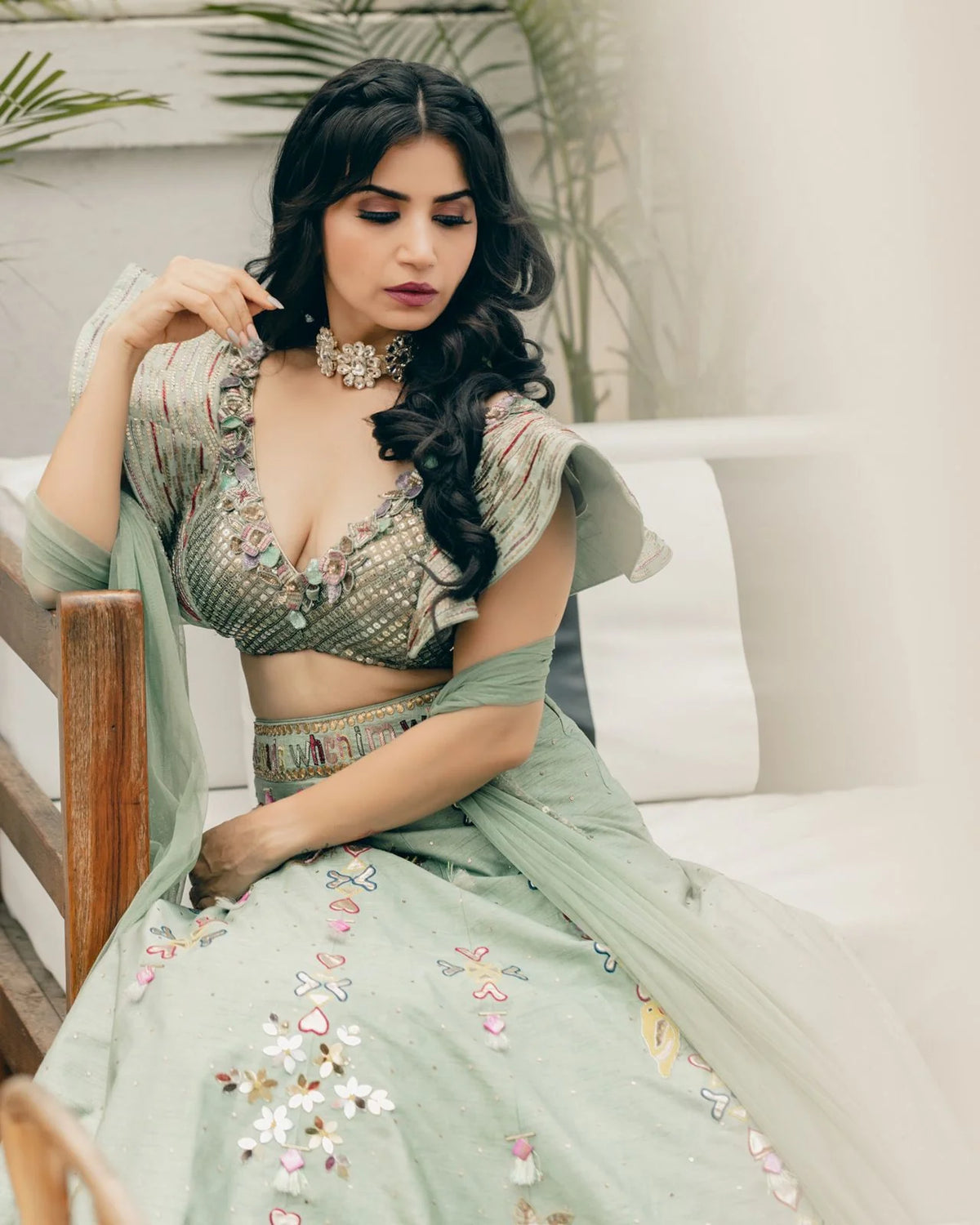 Priya Ahuja In Sapphire Blue Handpainted Lehenga Set