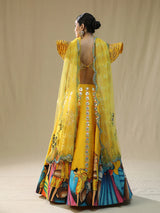 Yellow Modern Barat Lehenga Set