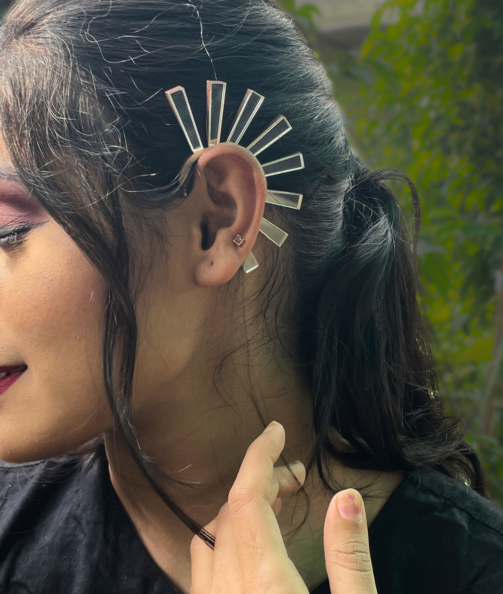 Silver Mirror Earcuff