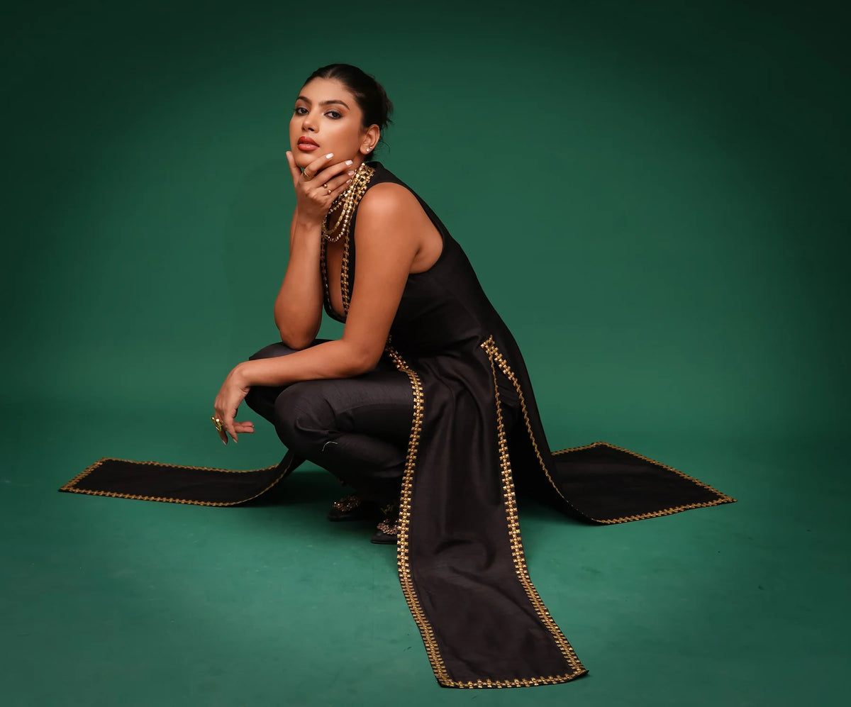 Black Metal Hand Embroidred Co-Ord Set
