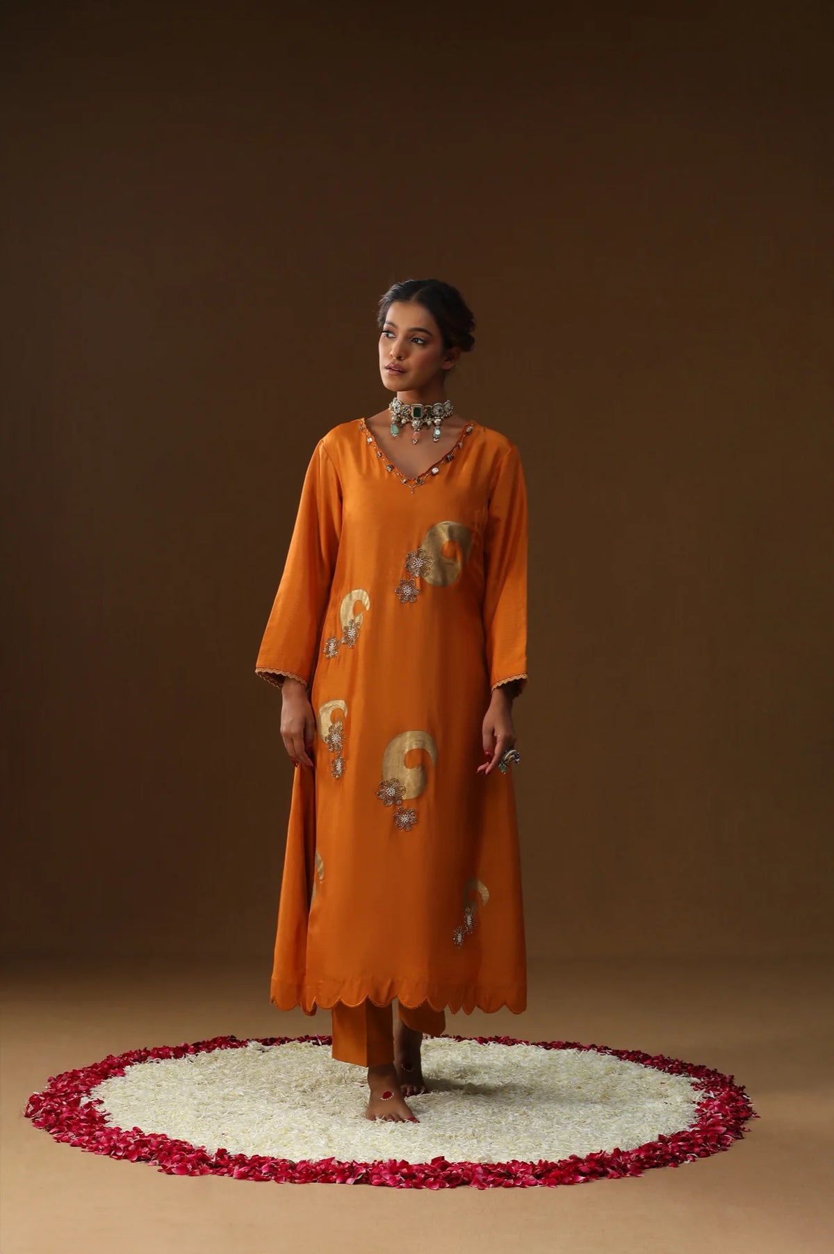 Golden Stroke Orange Suit Set