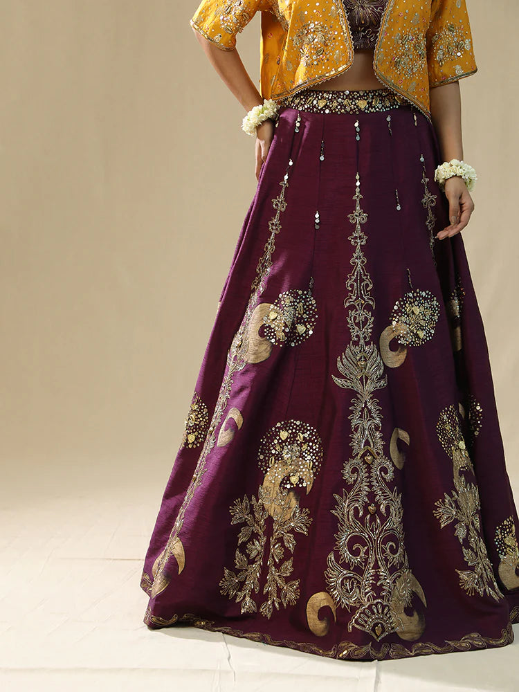 Purple Brushstroke Lehenga Set