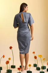 Draped Pin Midi Dress