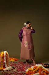 Ram-Janki Dusty Pink Chanderi Suit Set