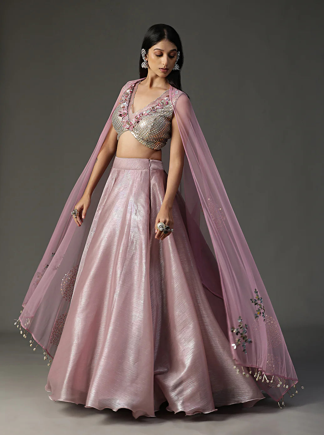 Lilac Organza Lehnga Set