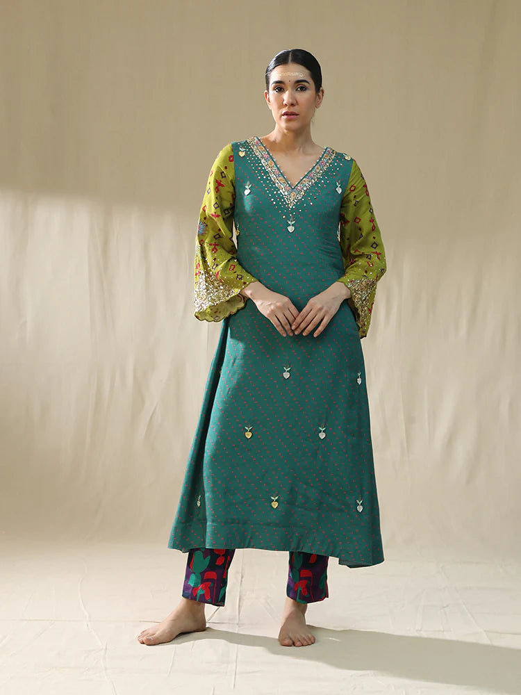 Emerald Green A line Suit Set