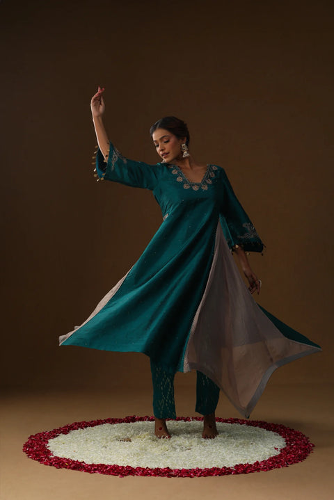 Ambar Phool Embroidered Suit Set