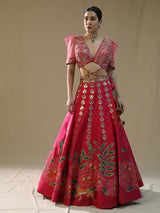 Pink Leopard Handpainted Lehenga Set