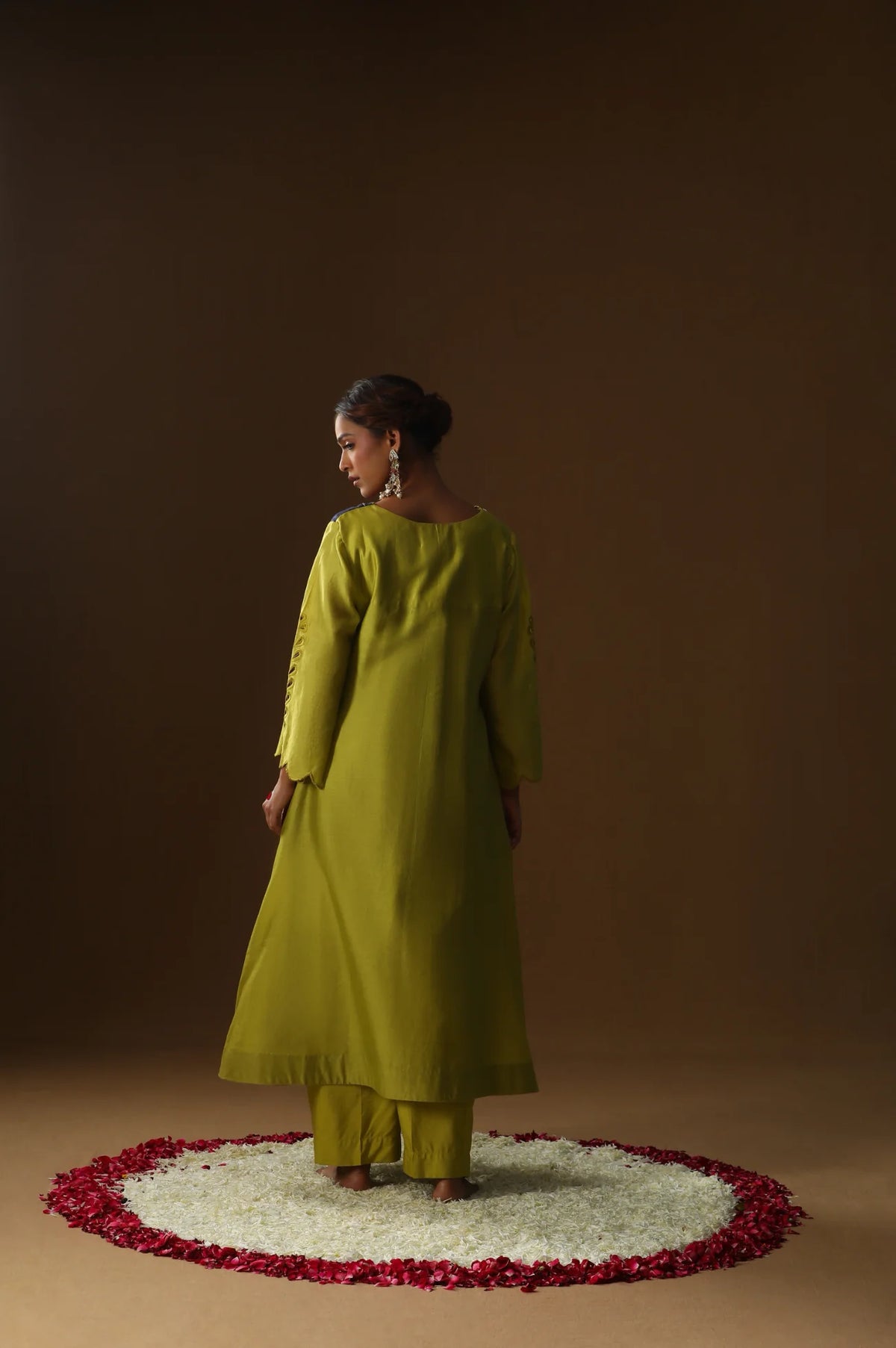 Half And Half Blue Lime Green kurta set
