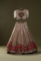 Leopard Handpainted Lehenga Set