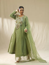 Pista Green Kastoori Self Suit Set