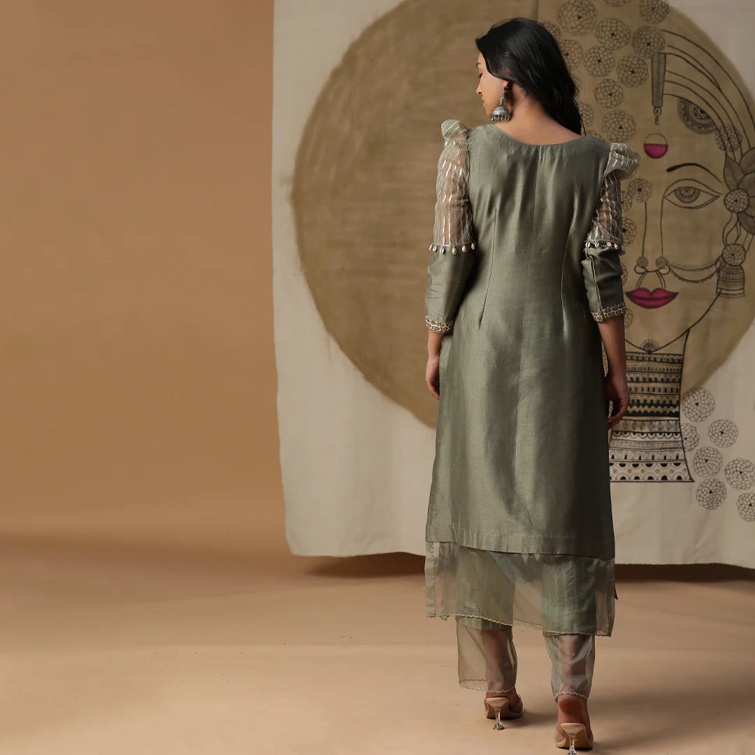 Olive Green Palki Suit Set