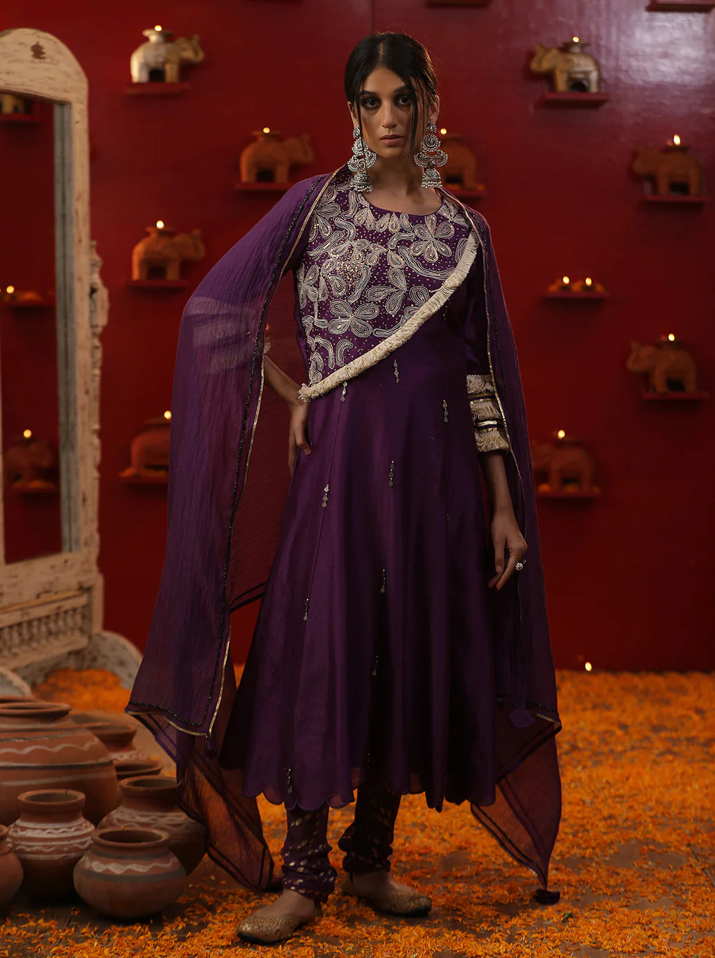 Purple Shringaar A Line Suit Set
