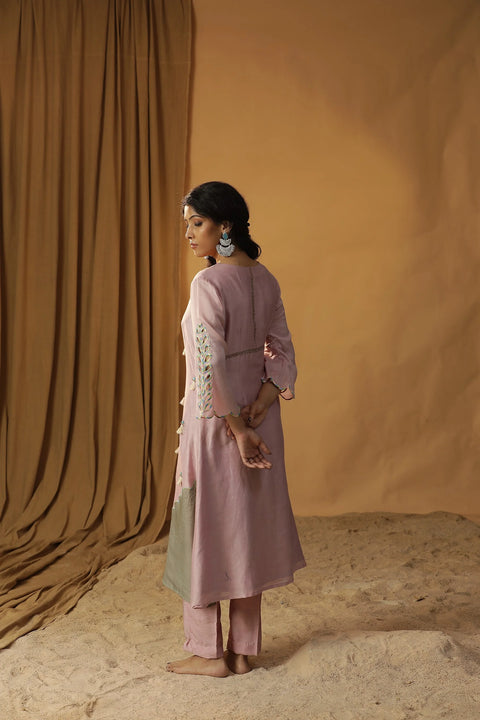 Baby Pink Chanderi Silk Suit set