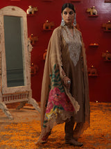 Golden Shringar Rass Big V Neck Suit
