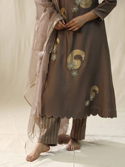 Mocha Brushstroke Suit Set