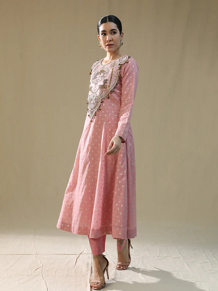 Baby Pink Kastoori Self Suit Set
