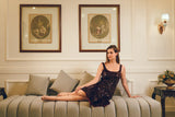 Maroon Sequins Midi Party Dress