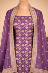 Banarsi Silk Suit With All Over Zari Weaving Work