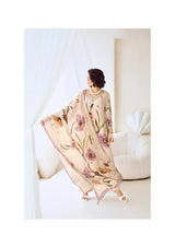 Modal Satin Suit Digitally Printed With Handwork & Embroidered Neckline