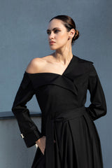 Trench Dress in Midnight Noir