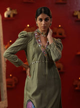 Pista Green Handpainted Suit Set