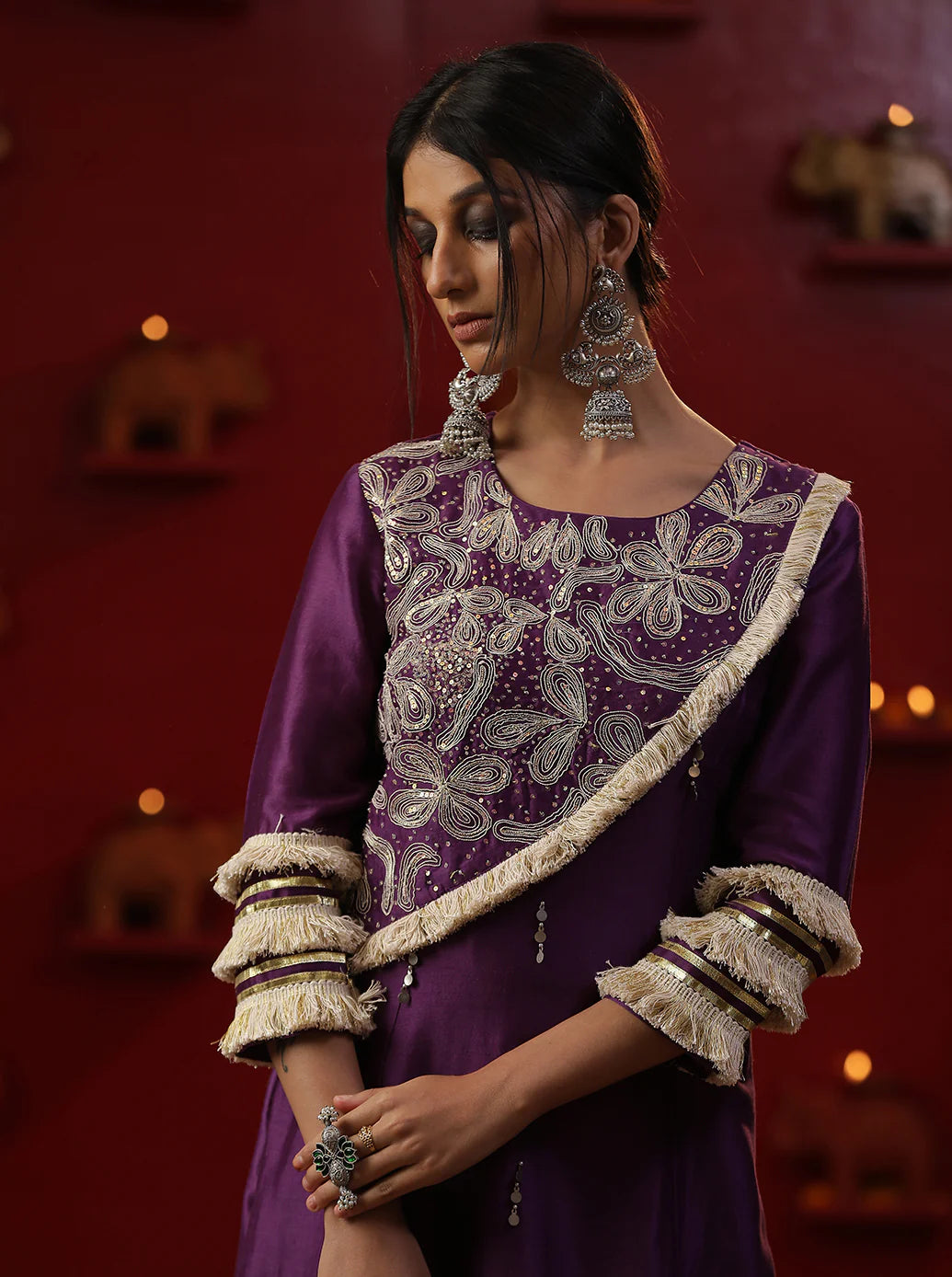 Purple Shringaar A Line Suit Set