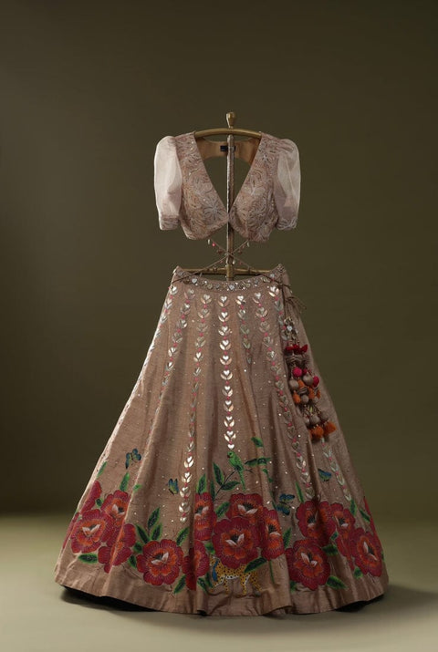 Leopard Handpainted Lehenga Set
