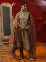 Golden Shringar Rass Big V Neck Suit